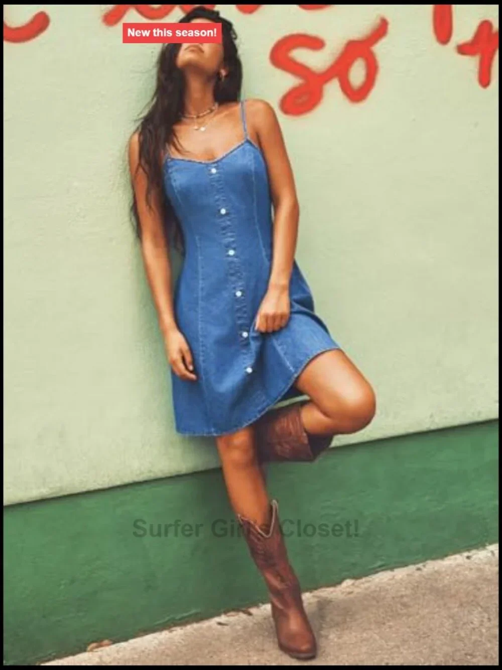 CUPSHE Mini Denim Dress Sleeveless V-Neck Cotton Stretch Summer Beach Casual